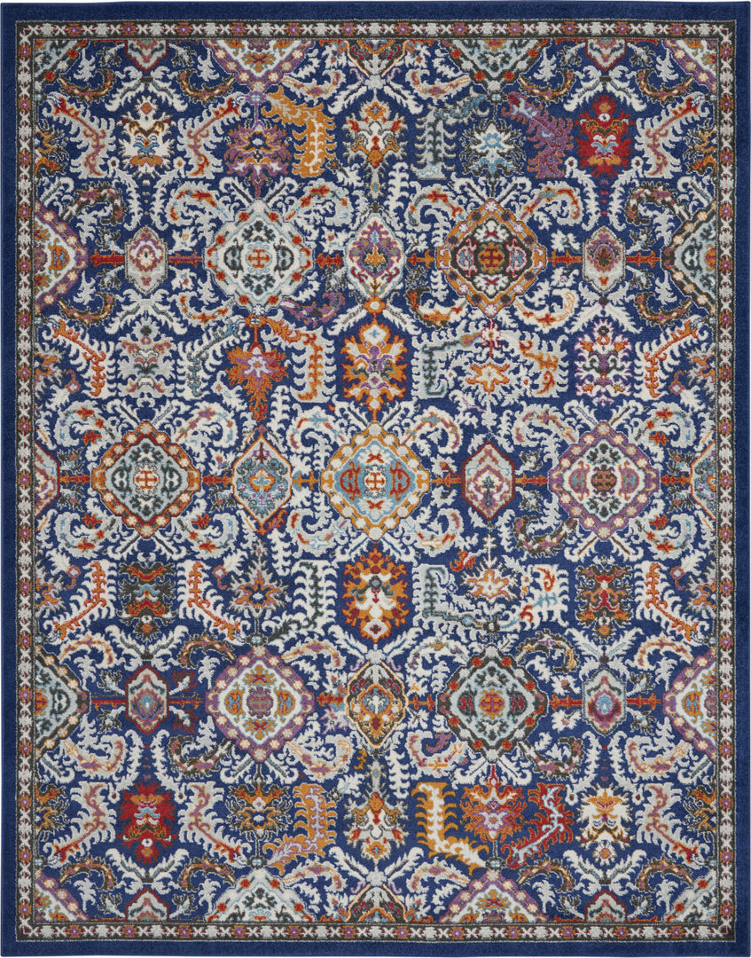 2' X 3' Blue And Ivory Power Loom Area Rug