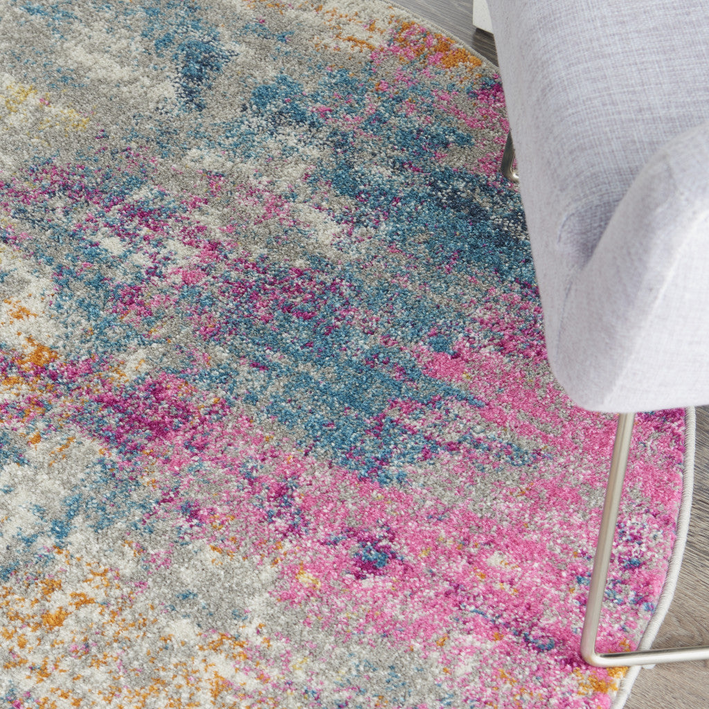 2' X 3' Blue And Pink Abstract Power Loom Area Rug