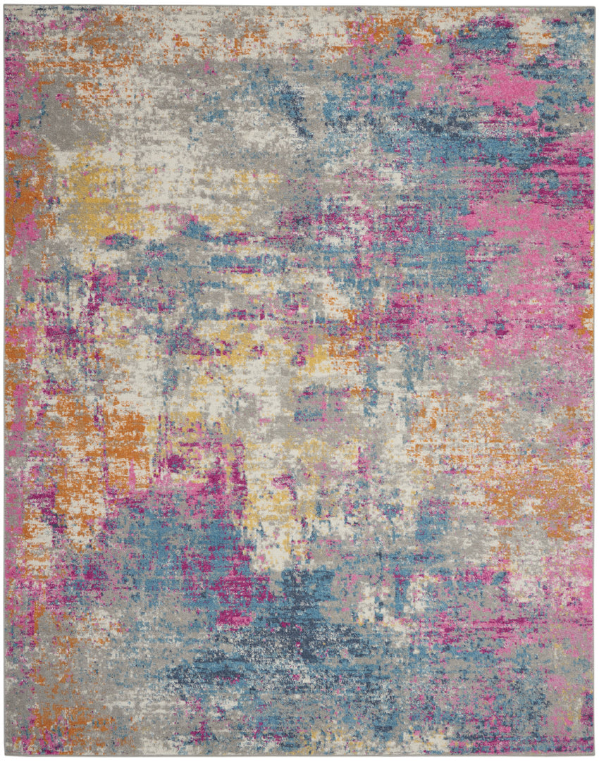 2' X 3' Blue And Pink Abstract Power Loom Area Rug