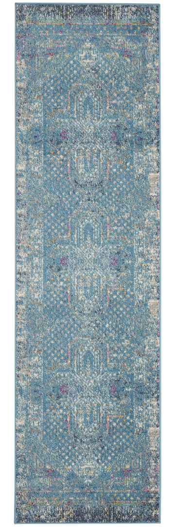 10' Blue Southwestern Power Loom Runner Rug