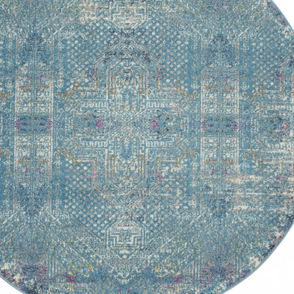 10' Blue Southwestern Power Loom Runner Rug