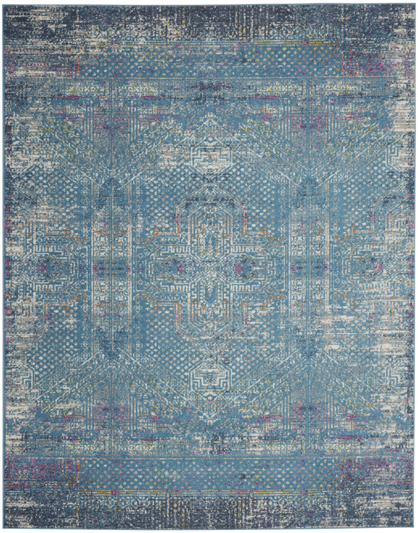 10' Blue Southwestern Power Loom Runner Rug