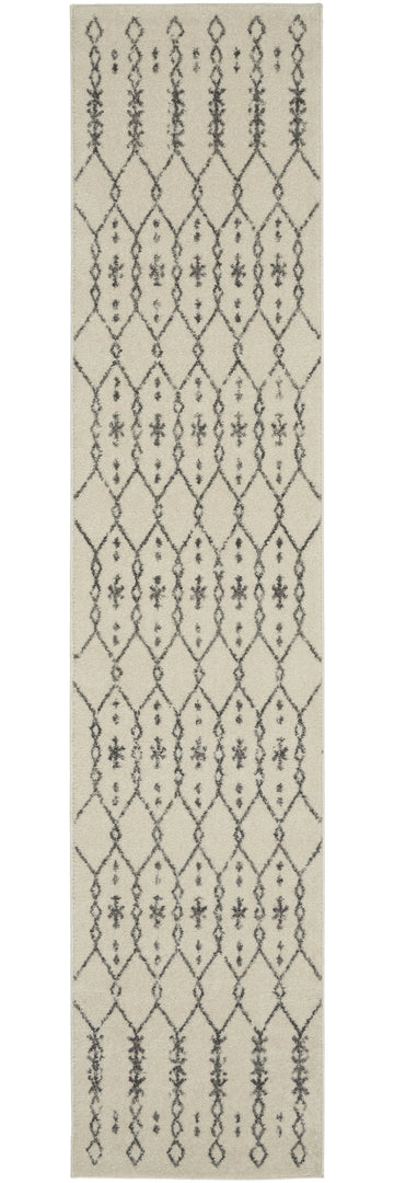 10' Gray Geometric Power Loom Runner Rug