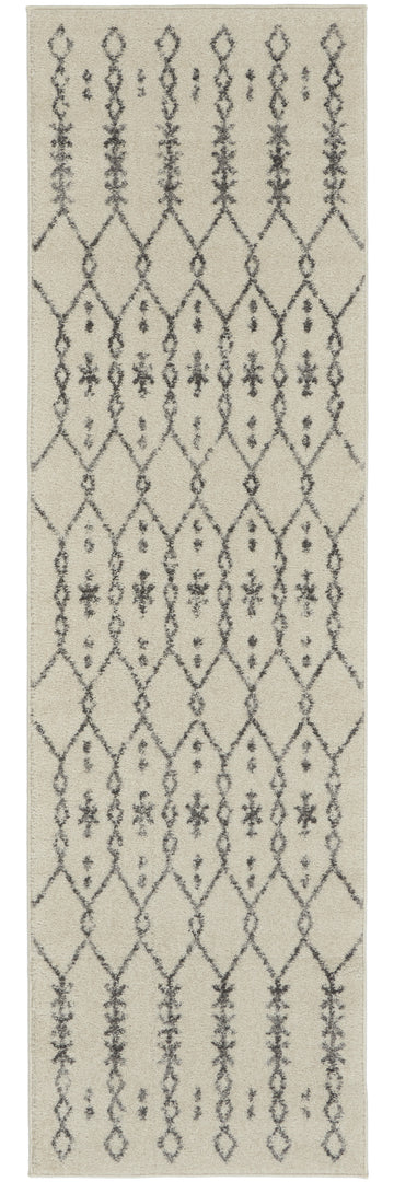 10' Gray Geometric Power Loom Runner Rug