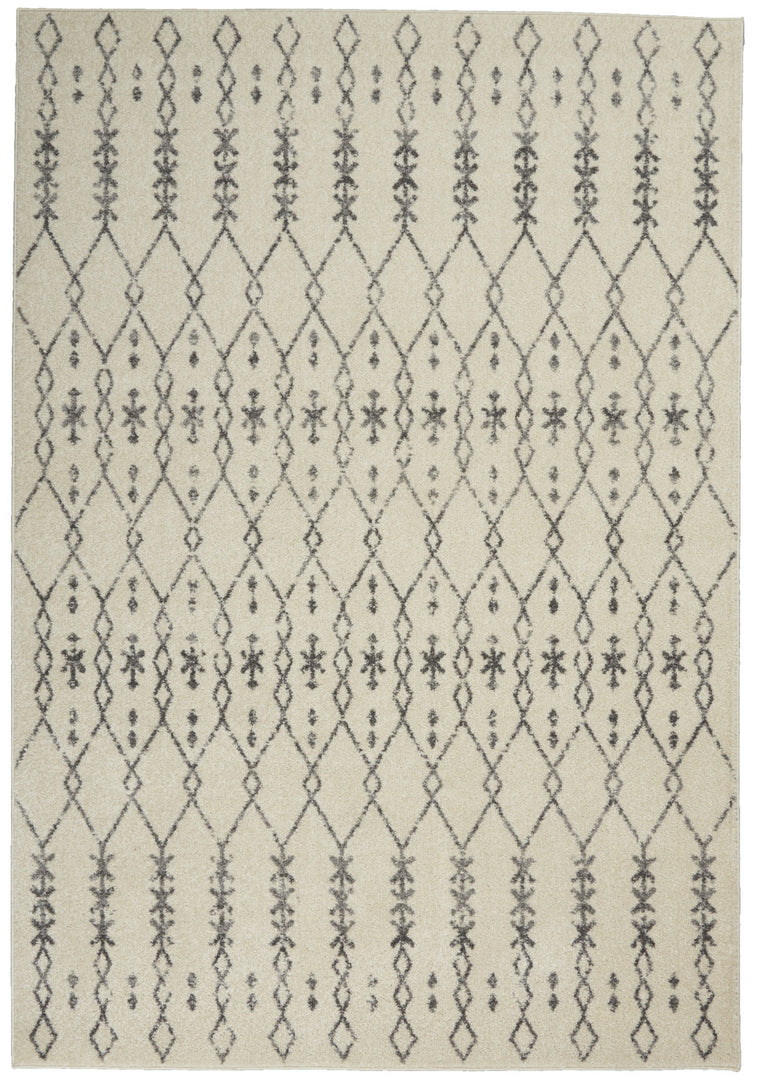 10' Gray Geometric Power Loom Runner Rug