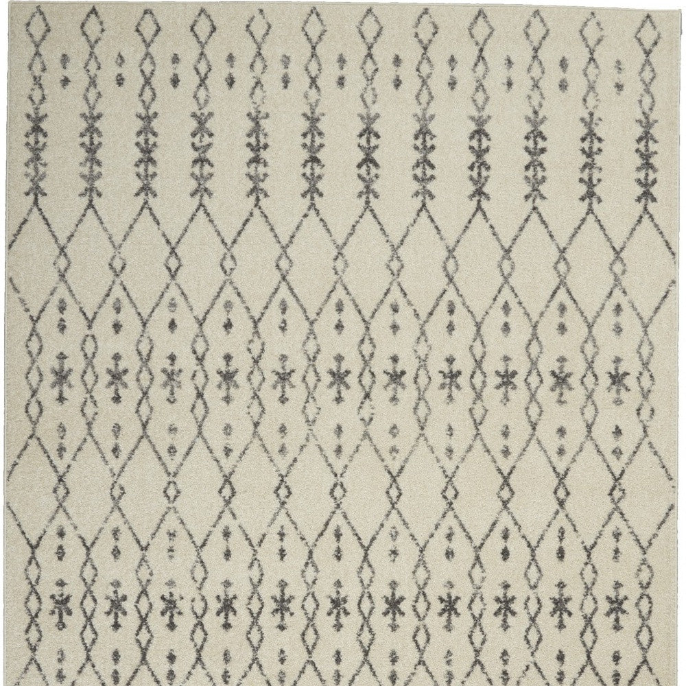 10' Gray Geometric Power Loom Runner Rug