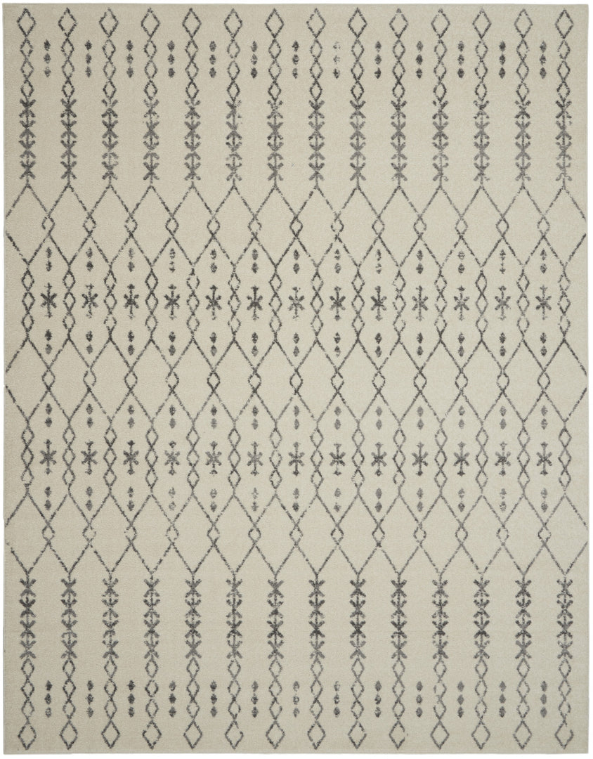 10' Gray Geometric Power Loom Runner Rug