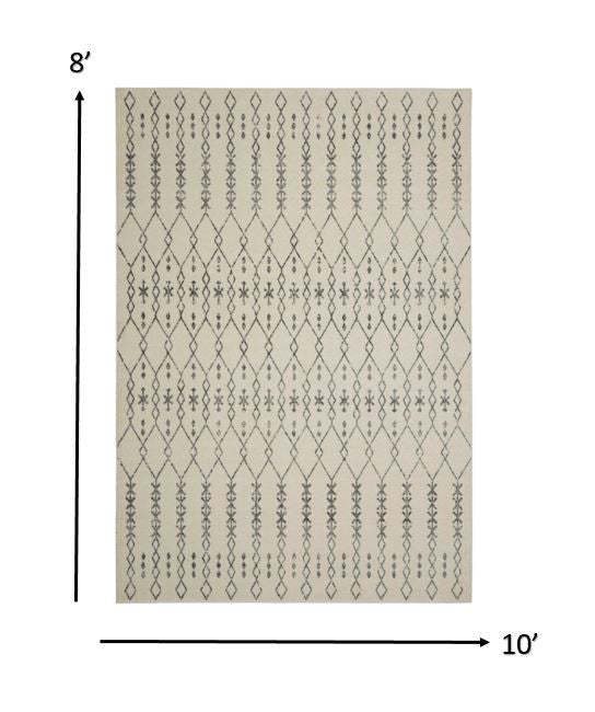 10' Gray Geometric Power Loom Runner Rug