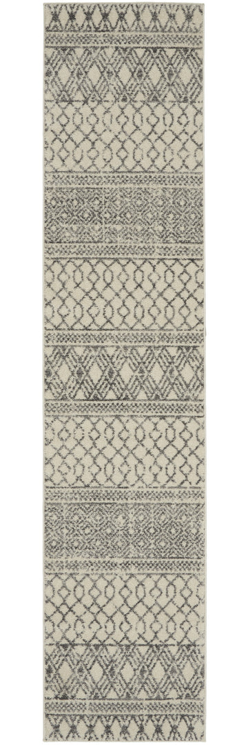 10' Gray Geometric Power Loom Runner Rug