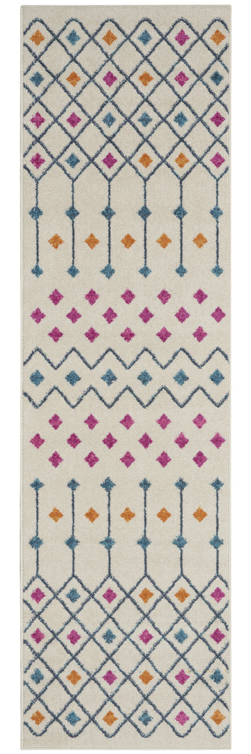 2' X 3' Blue And Ivory Geometric Dhurrie Area Rug