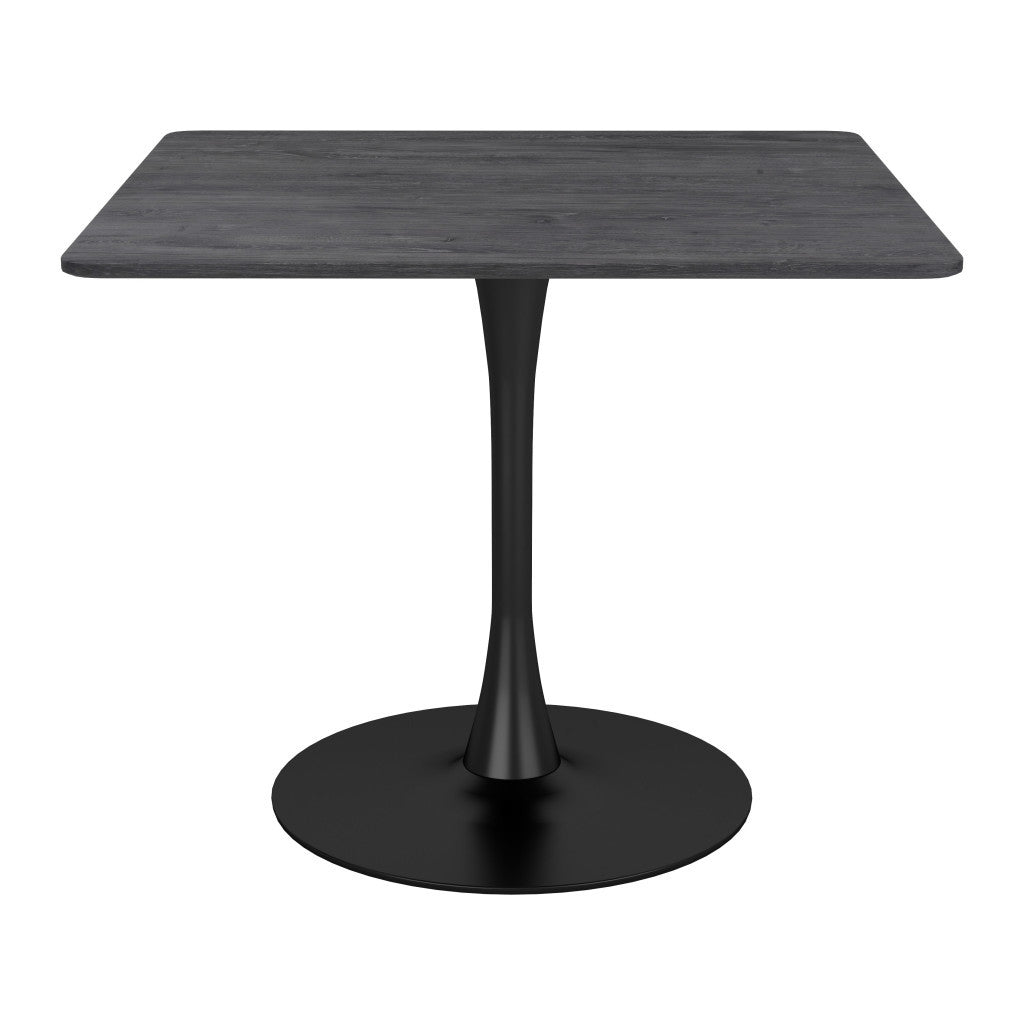 35" Black Square Steel Pedestal Dining Table