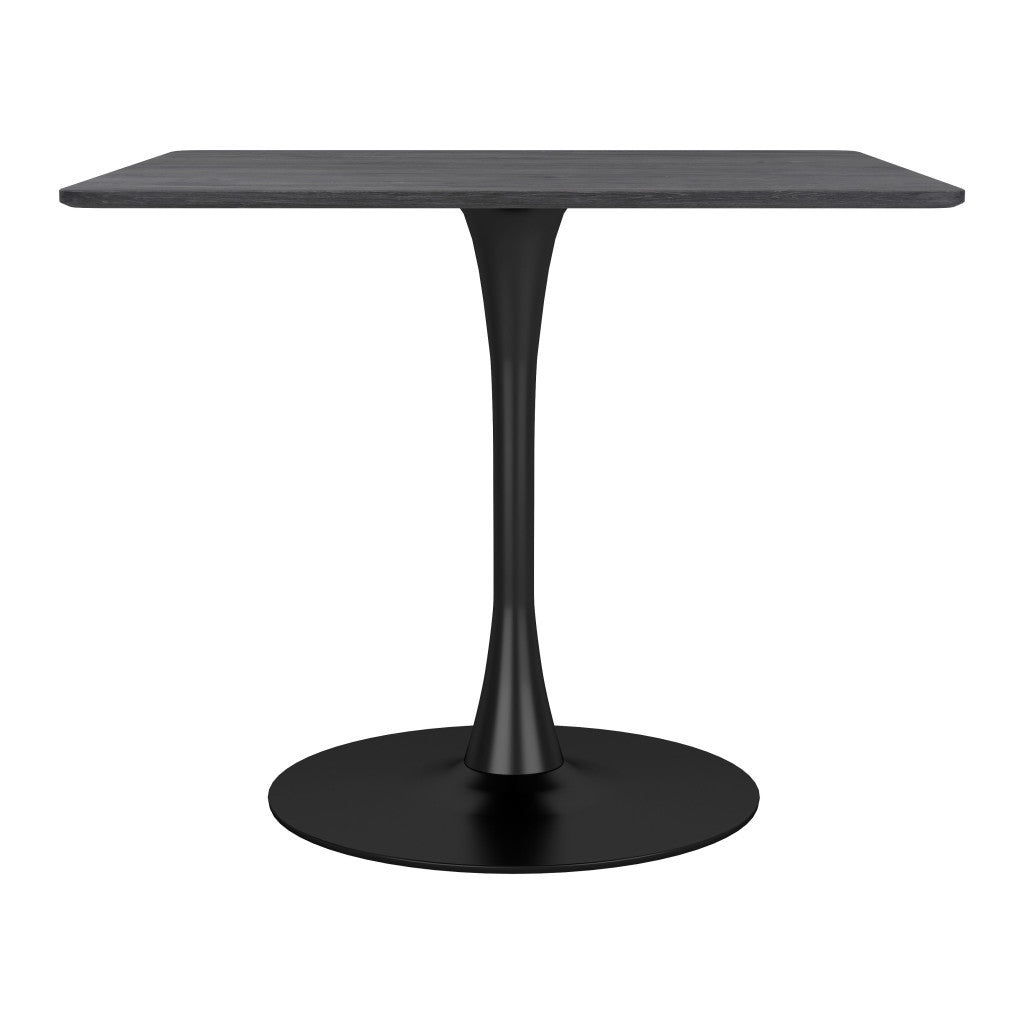 35" Black Square Steel Pedestal Dining Table