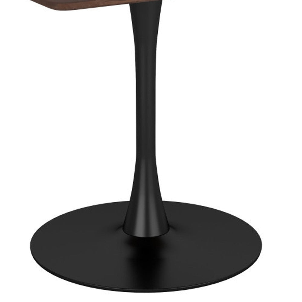 35" Square Brown and Black Steel Pedestal Dining Table