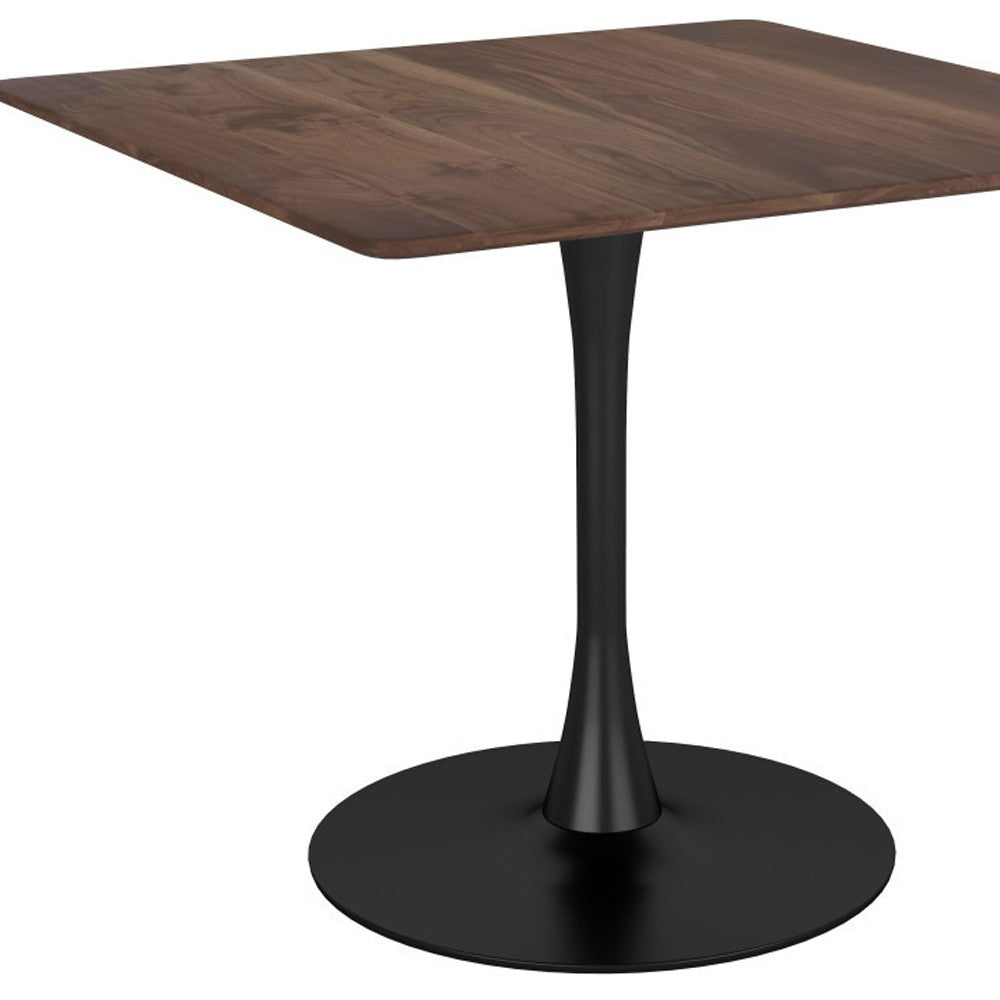 35" Square Brown and Black Steel Pedestal Dining Table