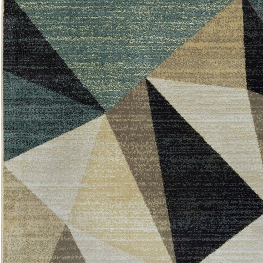 10' X 13' Gray And Teal Geometrics Indoor Area Rug