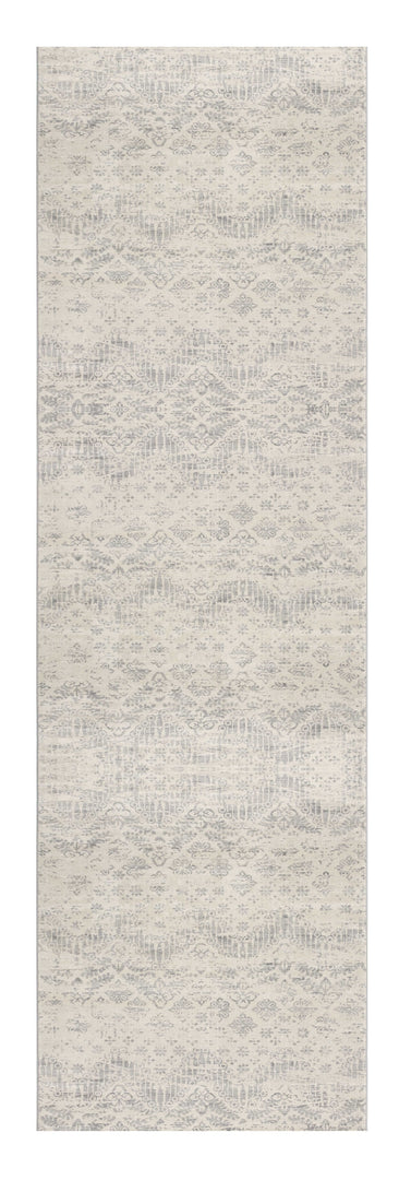 2' X 3' Ivory Distressed Ikat Pattern Scatter Rug