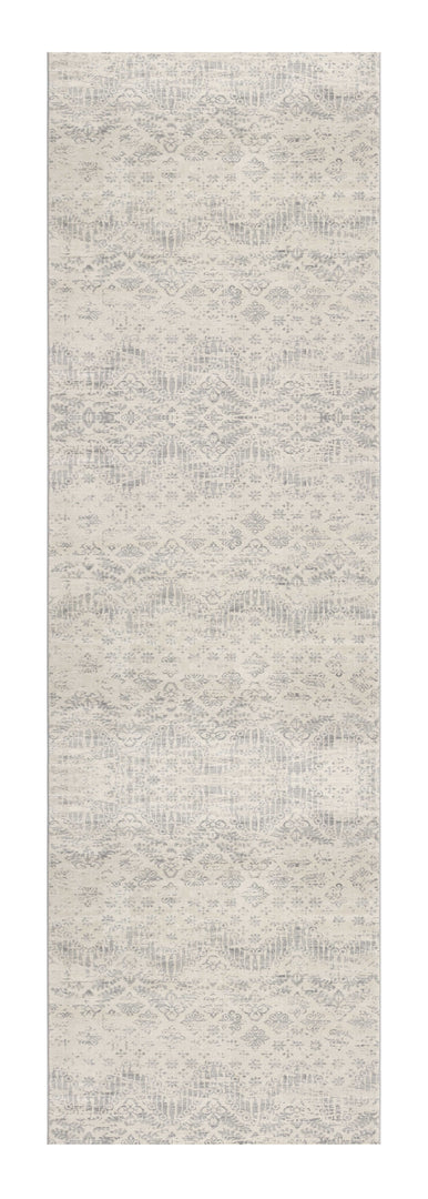 2' X 3' Ivory Distressed Ikat Pattern Scatter Rug