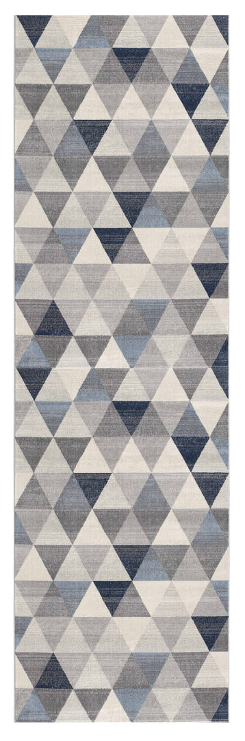 2' X 10' Navy Blue Geometric Diamond Runner Rug