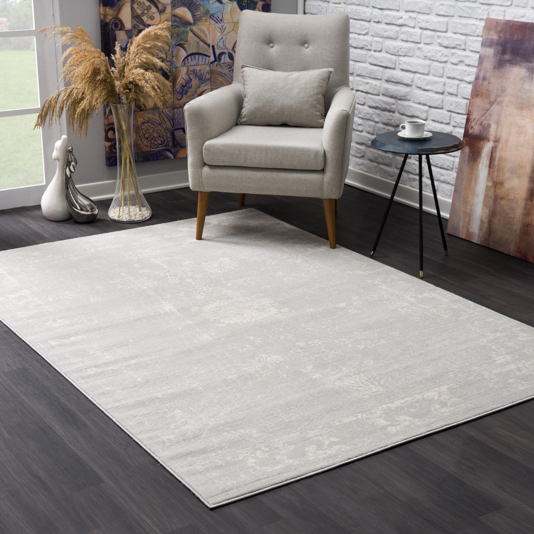 2' X 3' Modern Gray Distressed Scatter Rug