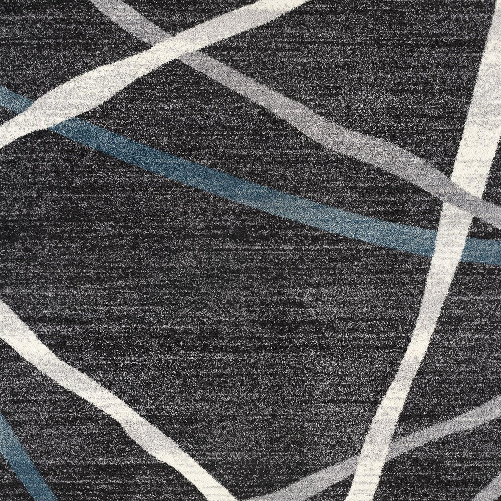 4' X 6' Distressed Black And Gray Abstract Area Rug