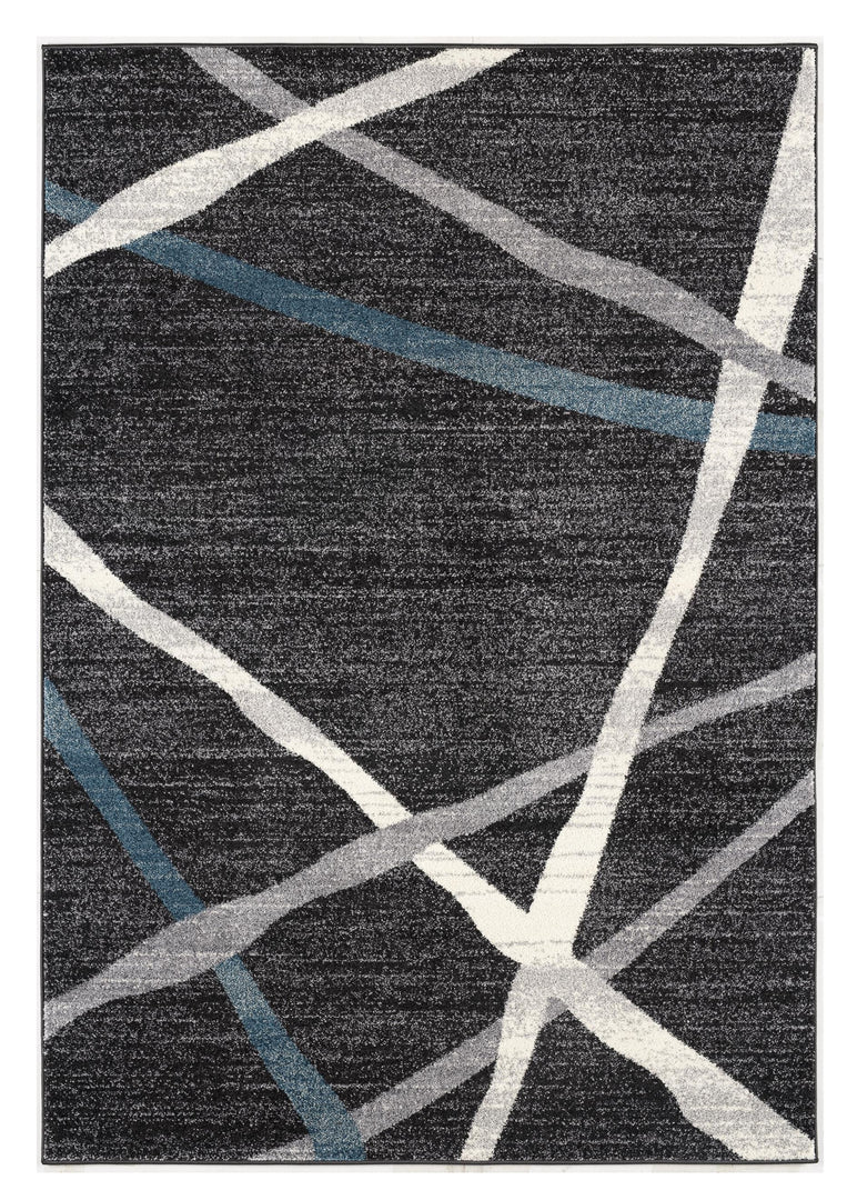 4' X 6' Distressed Black And Gray Abstract Area Rug