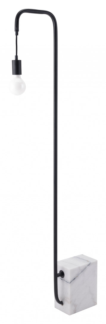 Black Industrial and White Marble Bulb Floor Lamp