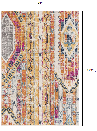 10' Runner Gold and Ivory Southwestern Runner Rug