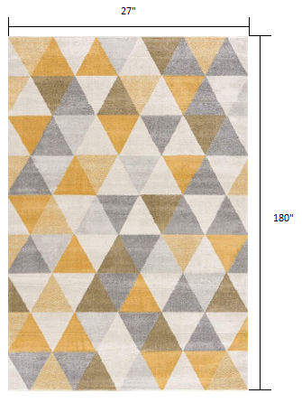 10' Runner Yellow and Ivory Geometric Runner Rug