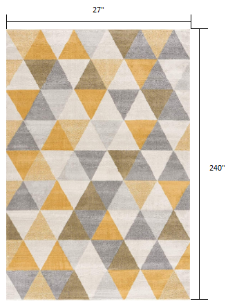 10' Runner Yellow and Ivory Geometric Runner Rug