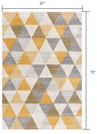 10' Runner Yellow and Ivory Geometric Runner Rug