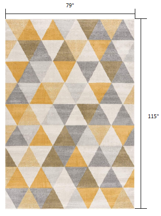 10' Runner Yellow and Ivory Geometric Runner Rug