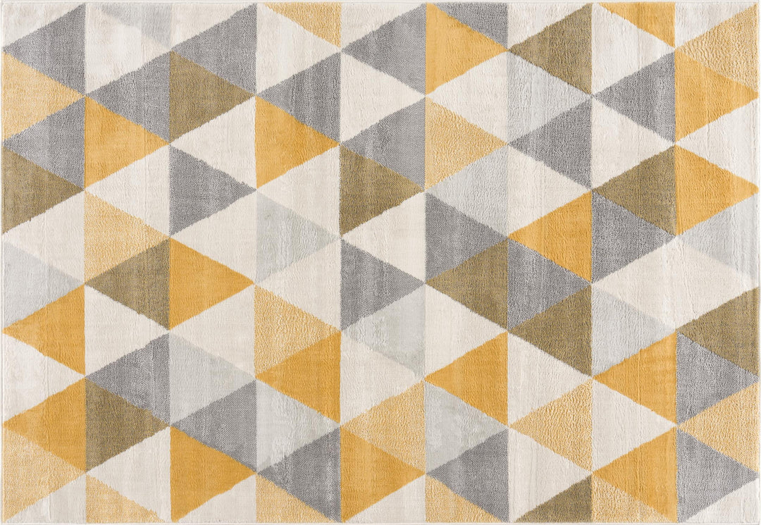 10' Runner Yellow and Ivory Geometric Runner Rug