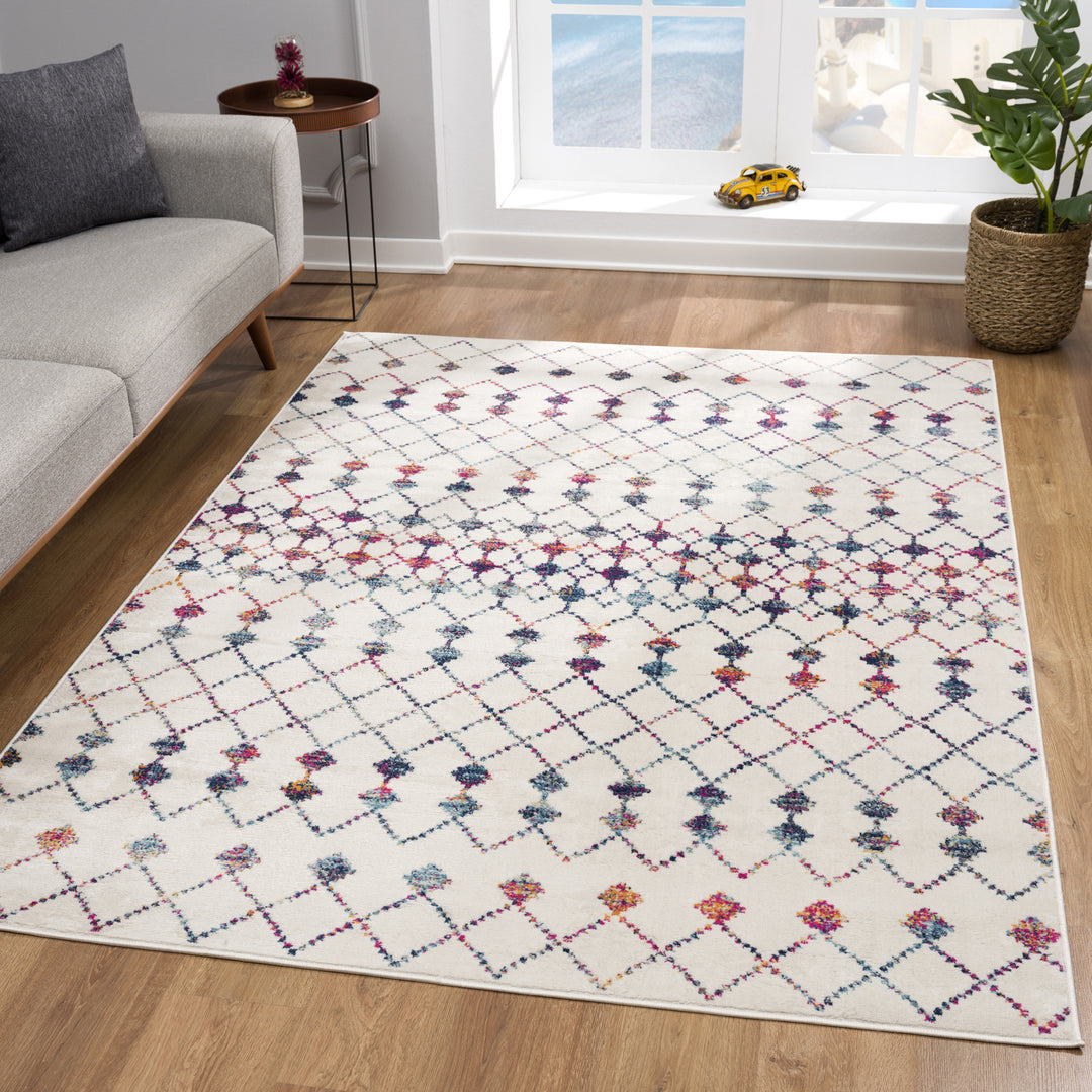 10' Cream Ikat Area Rug