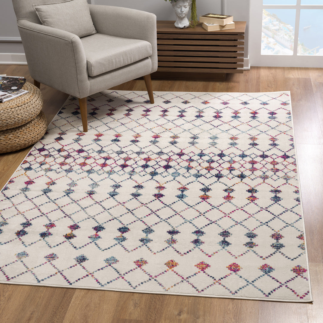 10' Cream Ikat Area Rug