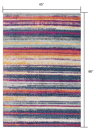 2' X 10' Multicolor Irregular Stripe Boho Runner Rug