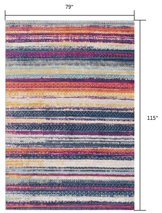 2' X 10' Multicolor Irregular Stripe Boho Runner Rug