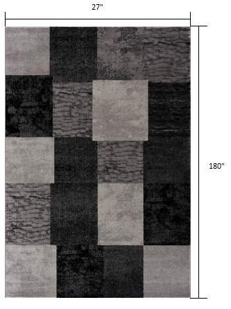 10' Gray Checkered Power Loom Runner Rug