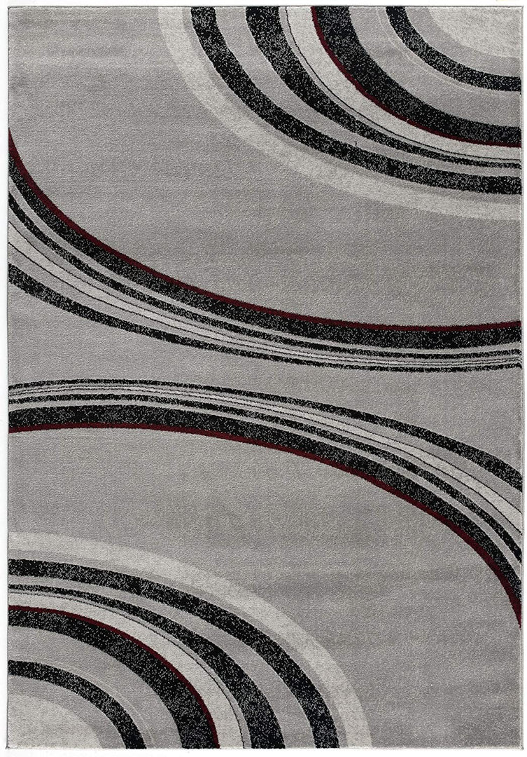 10' Gray Abstract Power Loom Runner Rug