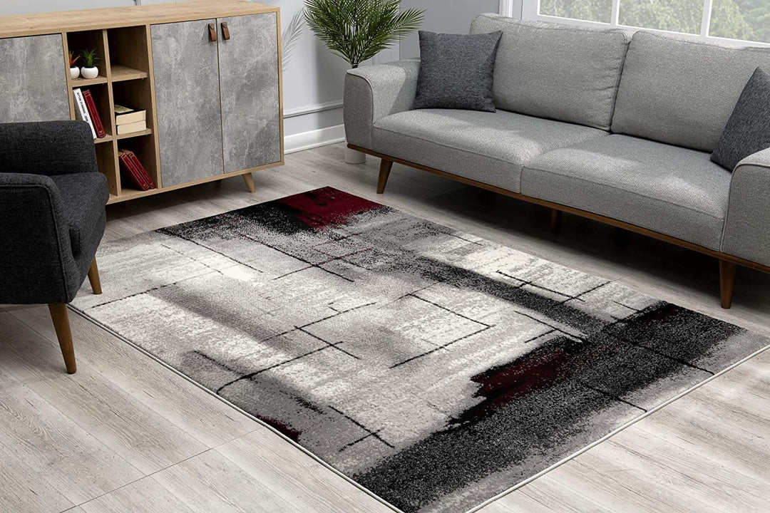 10' Gray Abstract Power Loom Runner Rug