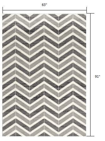 10' Gray Chevron Power Loom Runner Rug