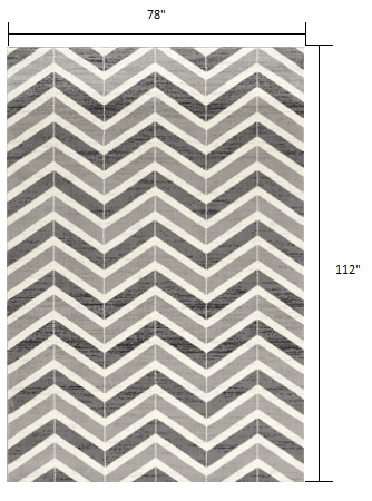 10' Gray Chevron Power Loom Runner Rug