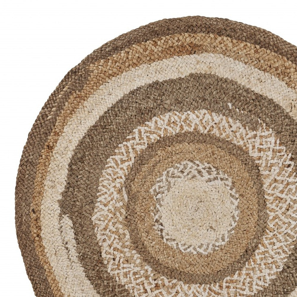 Multicolored Concentric Boutique Jute Rug