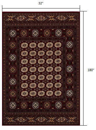 10' Runner Red and Ivory Floral Medallion Power Loom Runner Rug