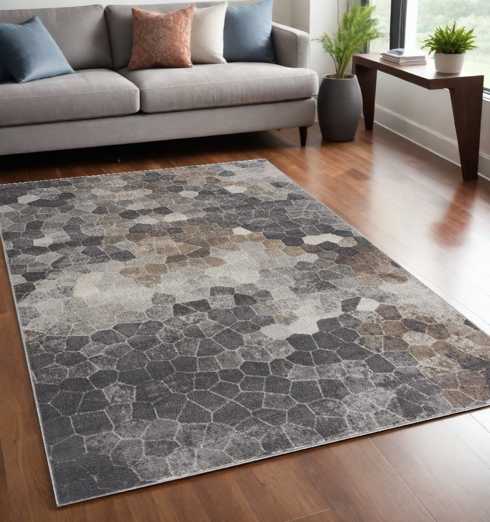 2' X 3' Beige Cobblestone Pattern Scatter Rug