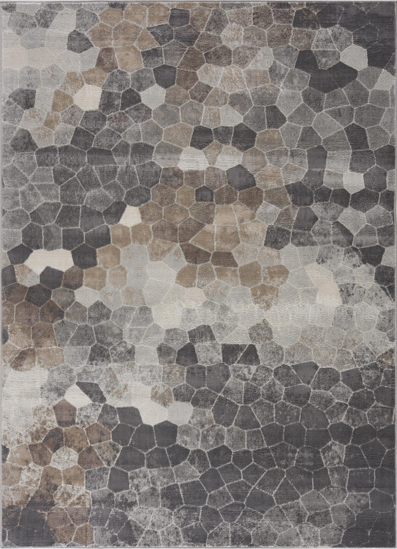 2' X 3' Beige Cobblestone Pattern Scatter Rug