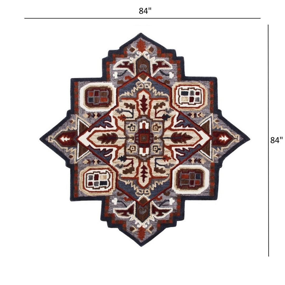 5’ Maroon and Gray Medallion Area Rug