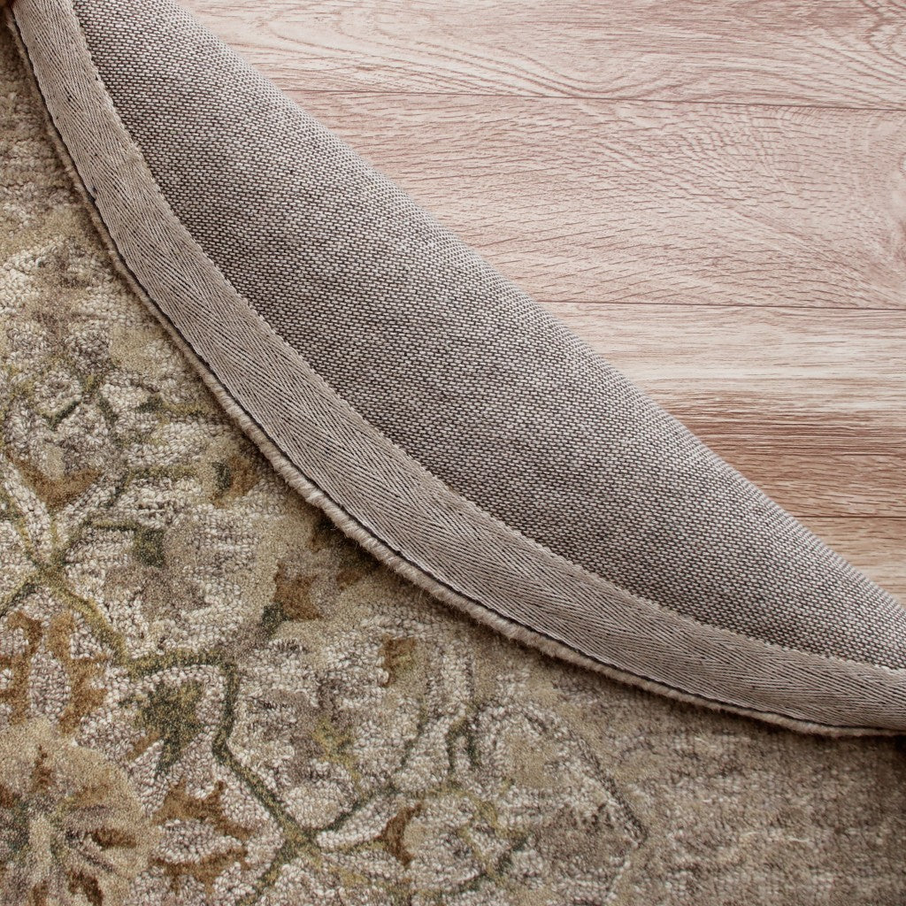 4' Round Beige Distressed Medallion Area Rug