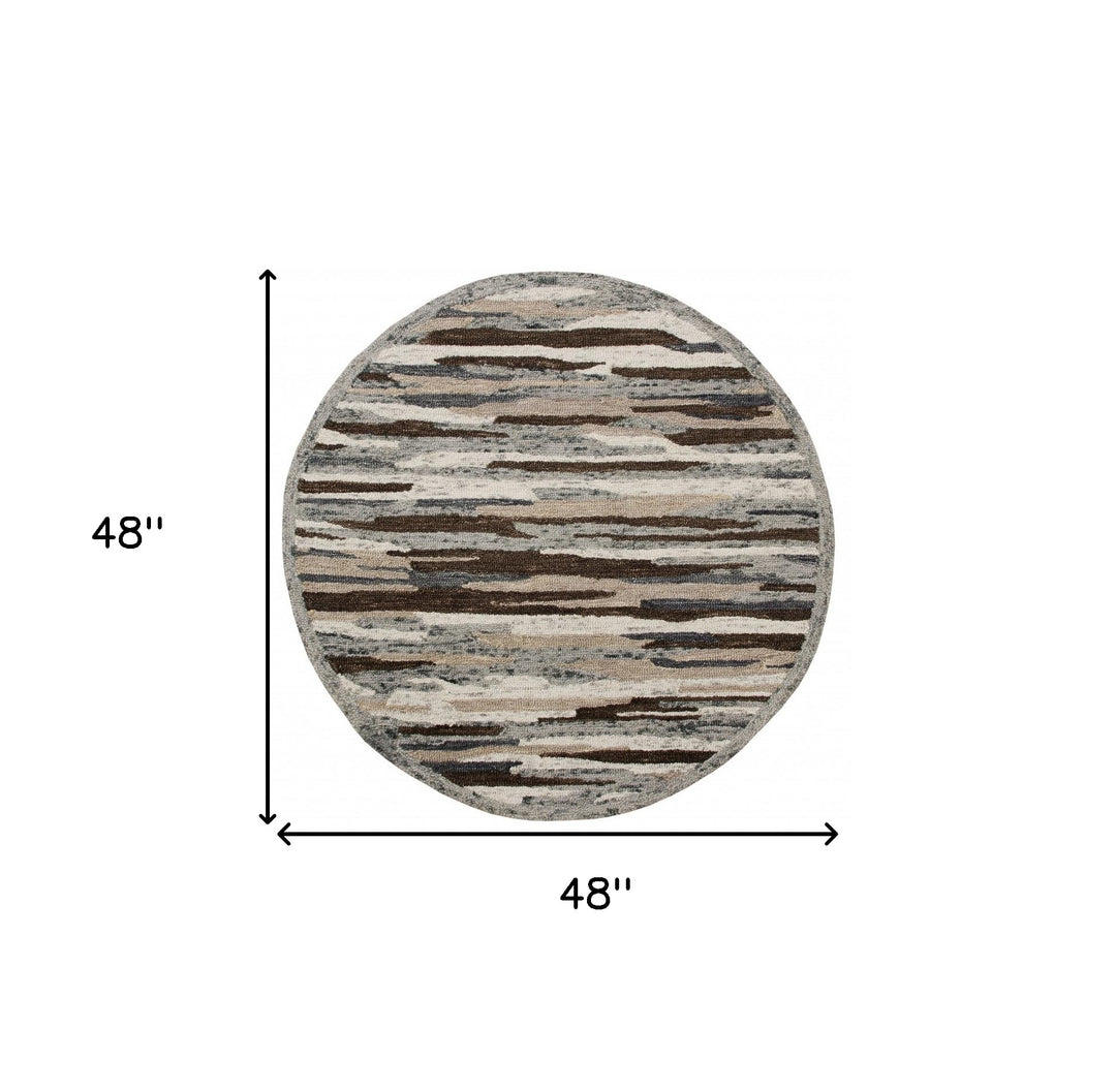 4' Round Brown and Gray Camouflage Area Rug