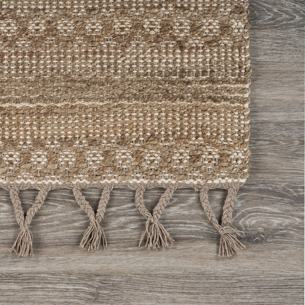 3' x 4' Tan Bohemian Tasseled Area Rug