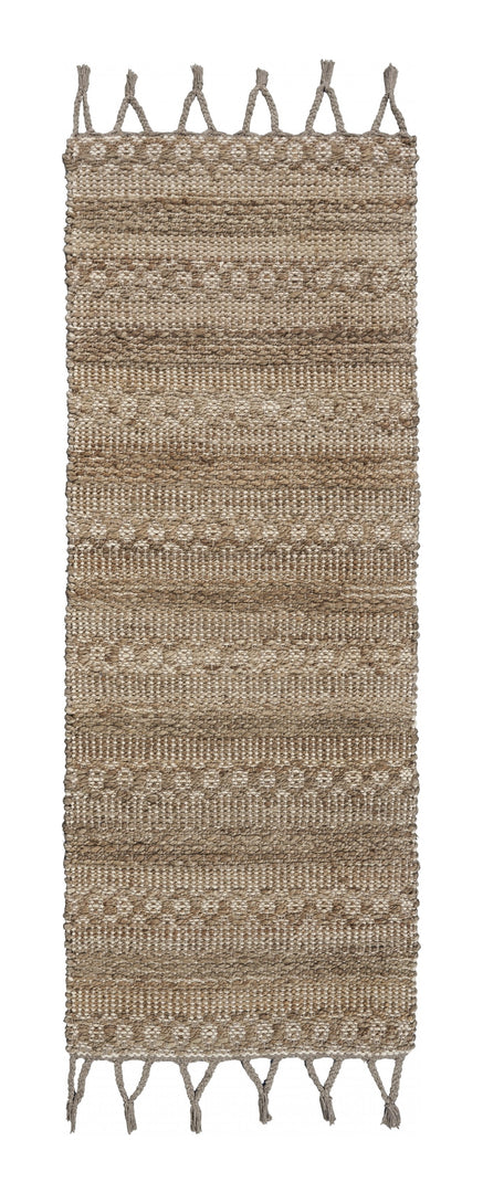 3' x 4' Tan Bohemian Tasseled Area Rug